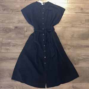 Black Linen Dolman Sleeved Button-Down Long Dress by GAP size XL NWT